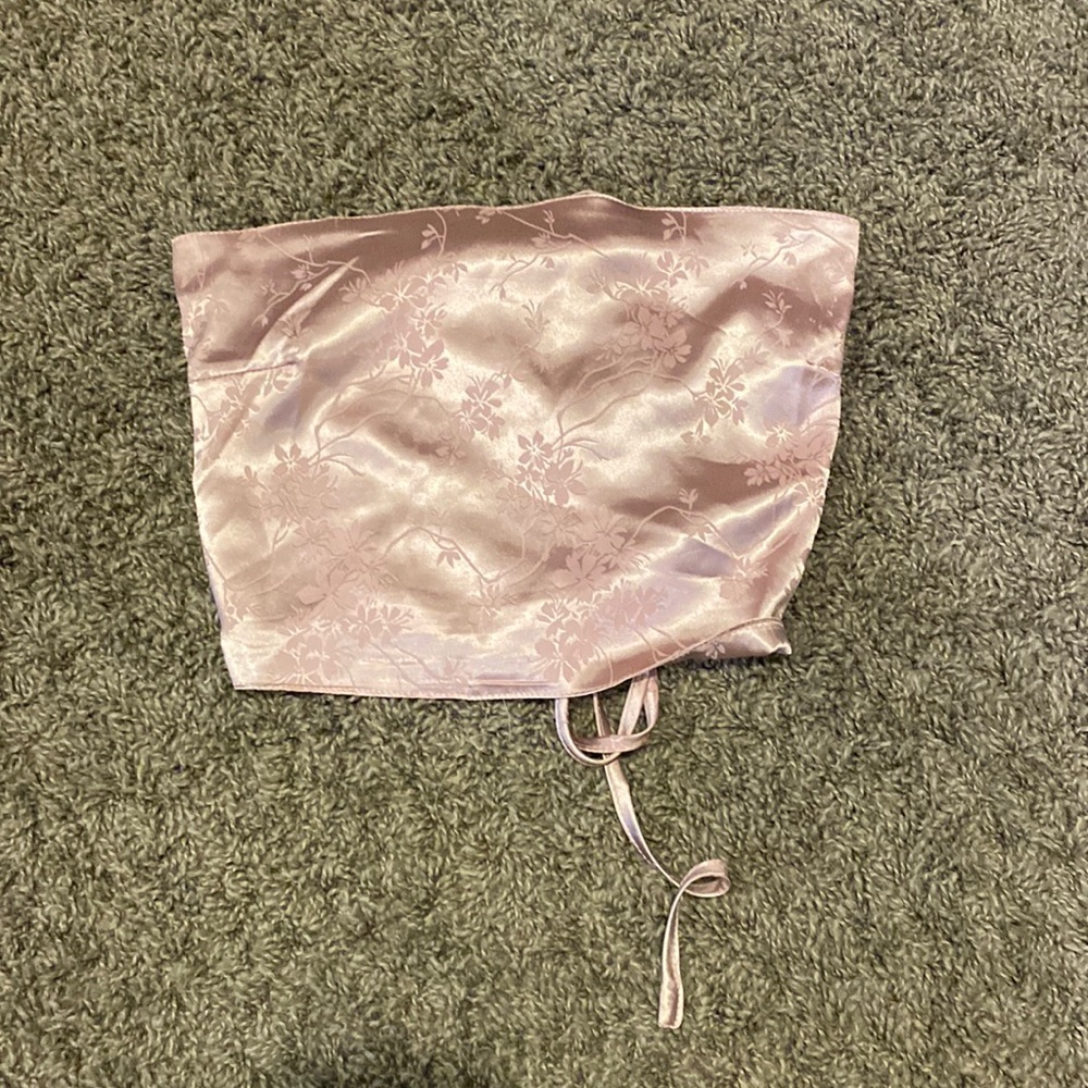 Satin crop top with laced up back